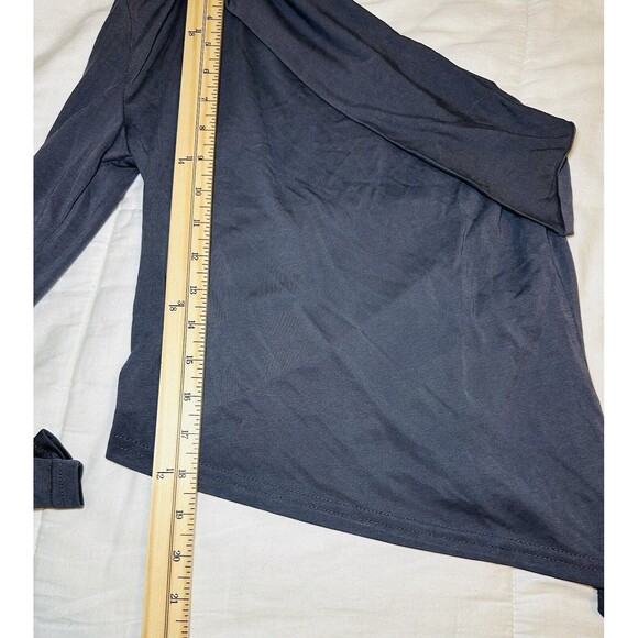 Edikted Fold Over One Shoulder Dark Gray Long Sleeve Top Asymmetrical MEDIUM NWT - Picture 8 of 9